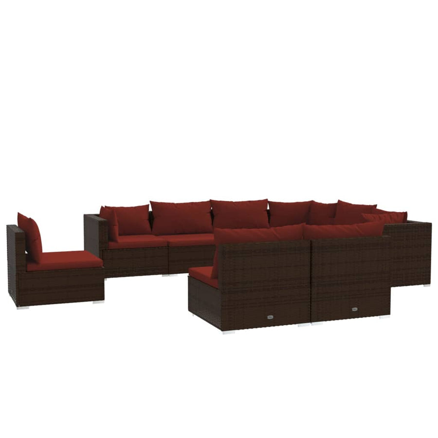 9-Delige Loungeset Met Kussens Poly Rattan 1