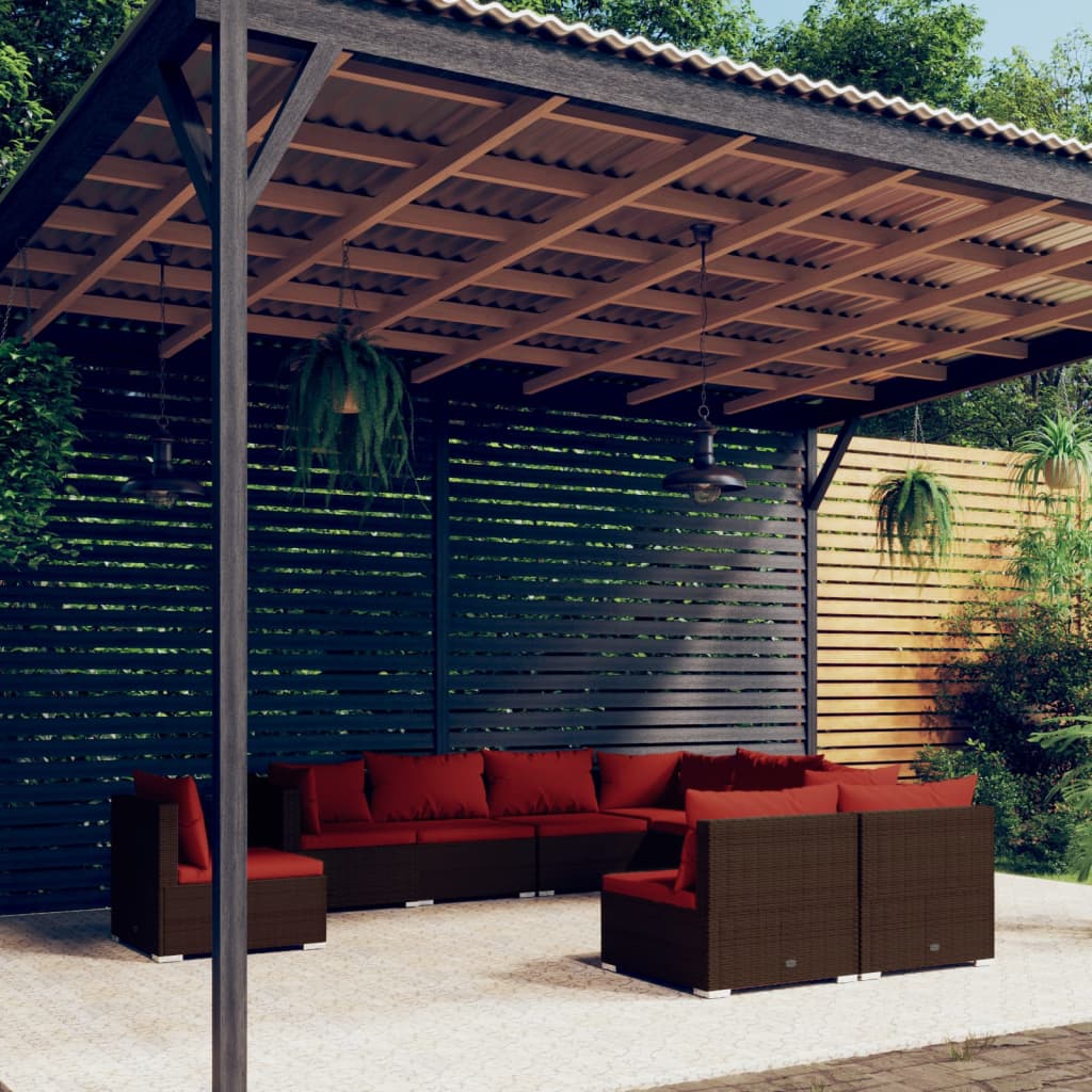 9-Delige Loungeset Met Kussens Poly Rattan 1