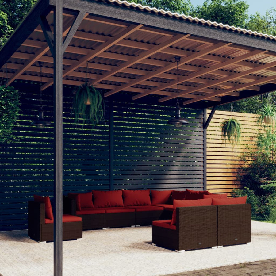 9-Delige Loungeset Met Kussens Poly Rattan 1