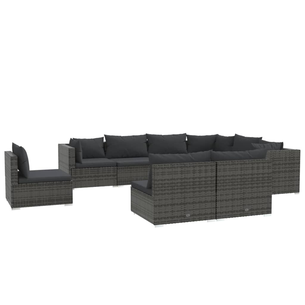 9-Delige Loungeset Met Kussens Poly Rattan 1