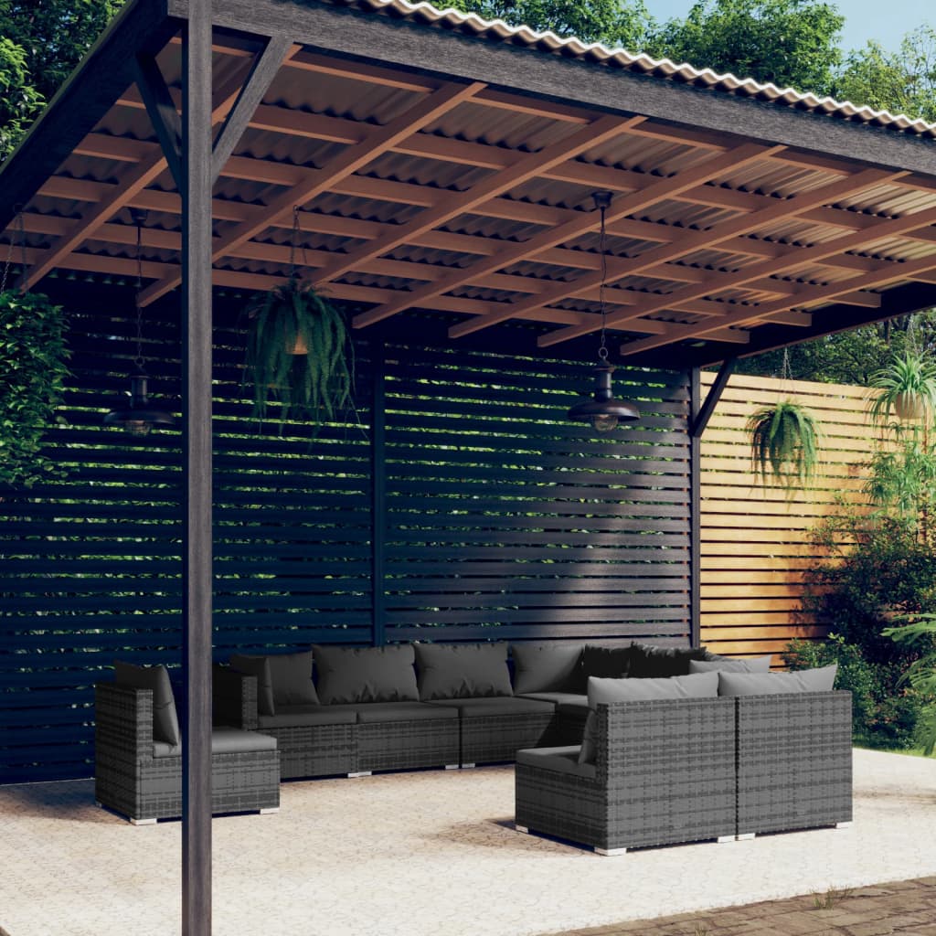 9-Delige Loungeset Met Kussens Poly Rattan 1