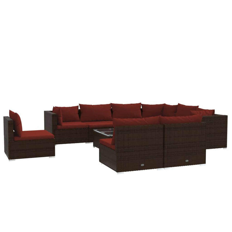 10-Delige Loungeset Met Kussens Poly Rattan 1