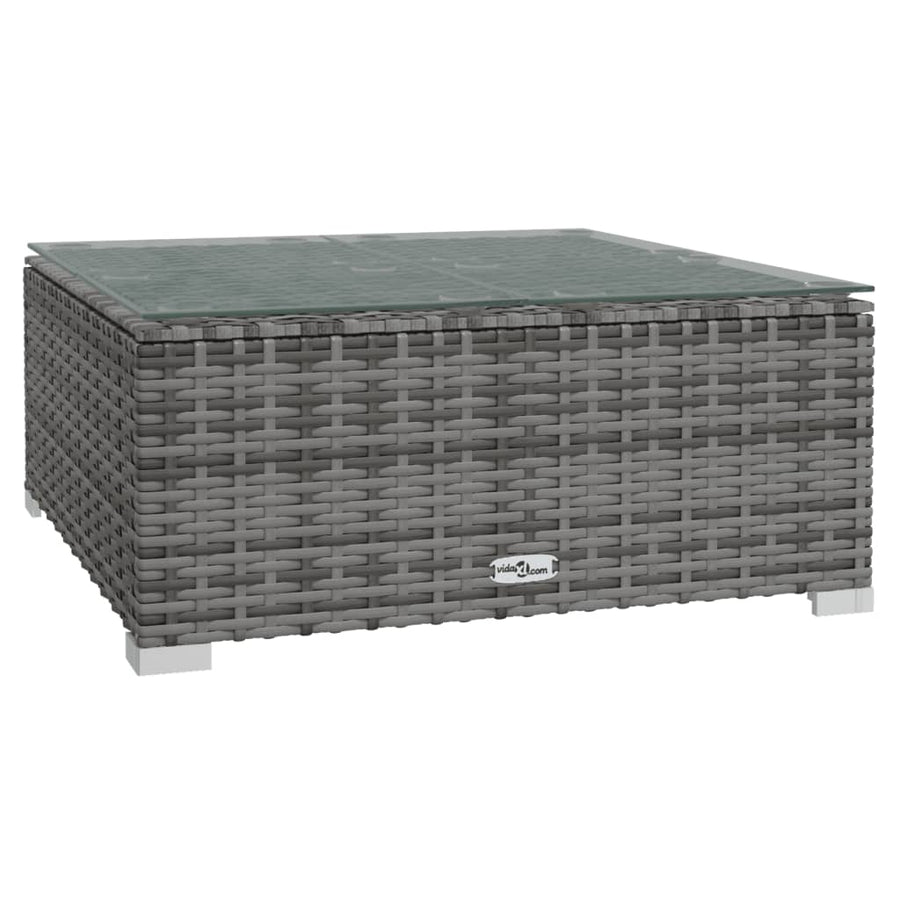 10-delige Loungeset met kussens poly rattan grijs