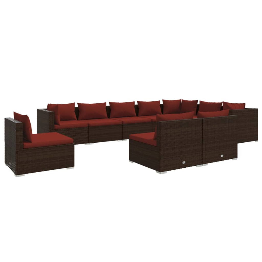 10-Delige Loungeset Met Kussens Poly Rattan 1