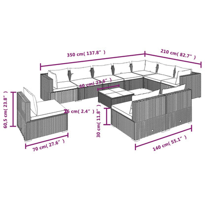 1 Loungeset Met Kussens Poly Rattan 1