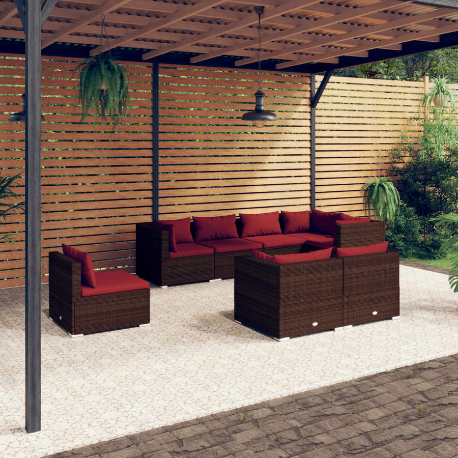 8-Delige Loungeset Met Kussens Poly Rattan 1