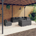 Loungeset poly rattan 8-delig grijs
