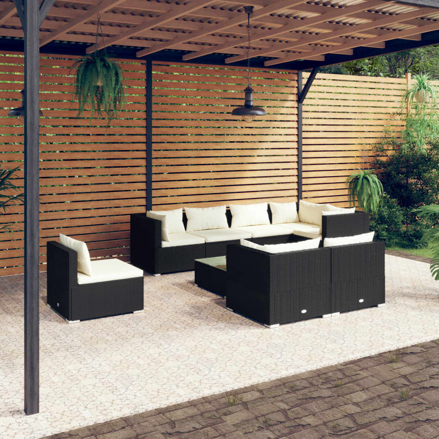 9-Delige Loungeset Met Kussens Poly Rattan 1