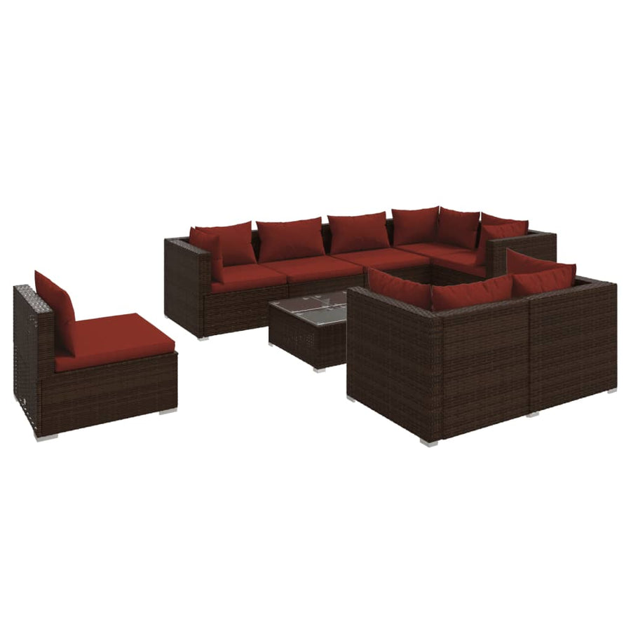 9-Delige Loungeset Met Kussens Poly Rattan 1