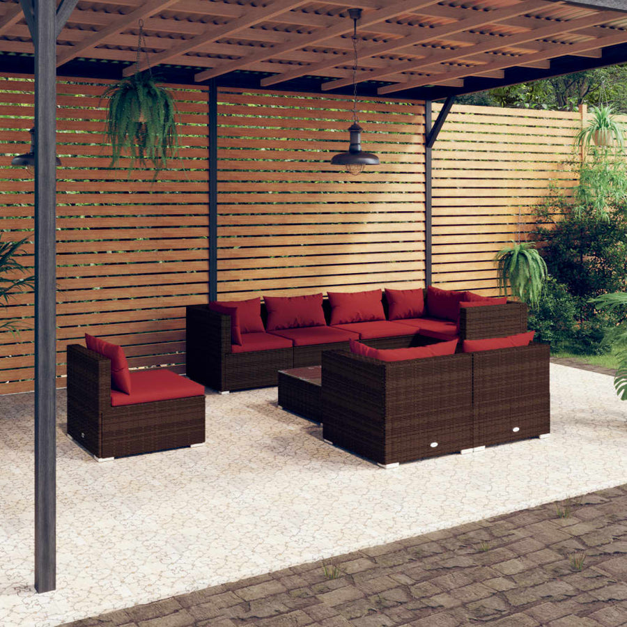 9-Delige Loungeset Met Kussens Poly Rattan 1
