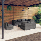 Loungeset 9-delig poly rattan grijs