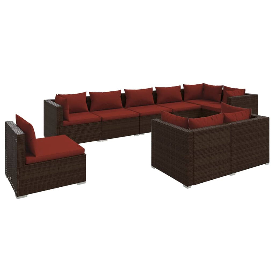 9-Delige Loungeset Met Kussens Poly Rattan 1