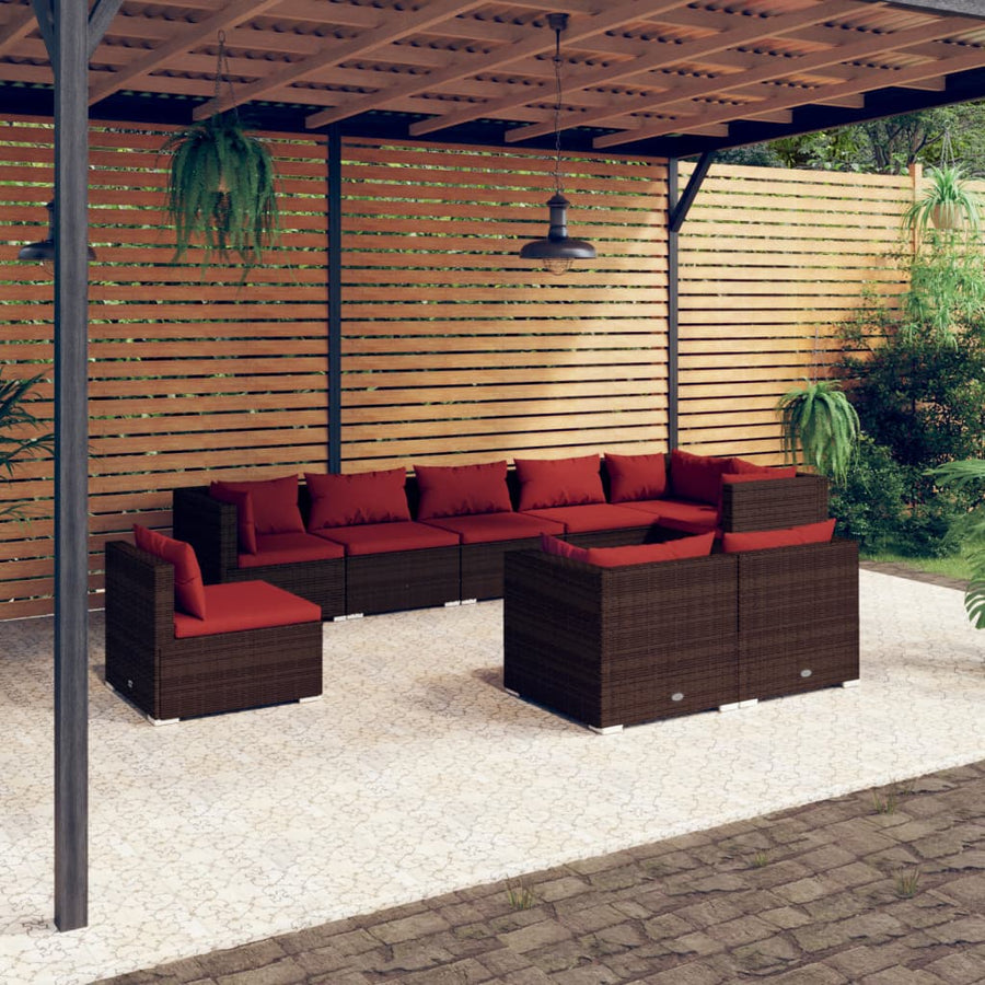 9-Delige Loungeset Met Kussens Poly Rattan 1