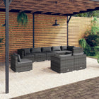 9-Delige Loungeset Met Kussens Poly Rattan Grijs En Antraciet 4x midden + 5x hoek