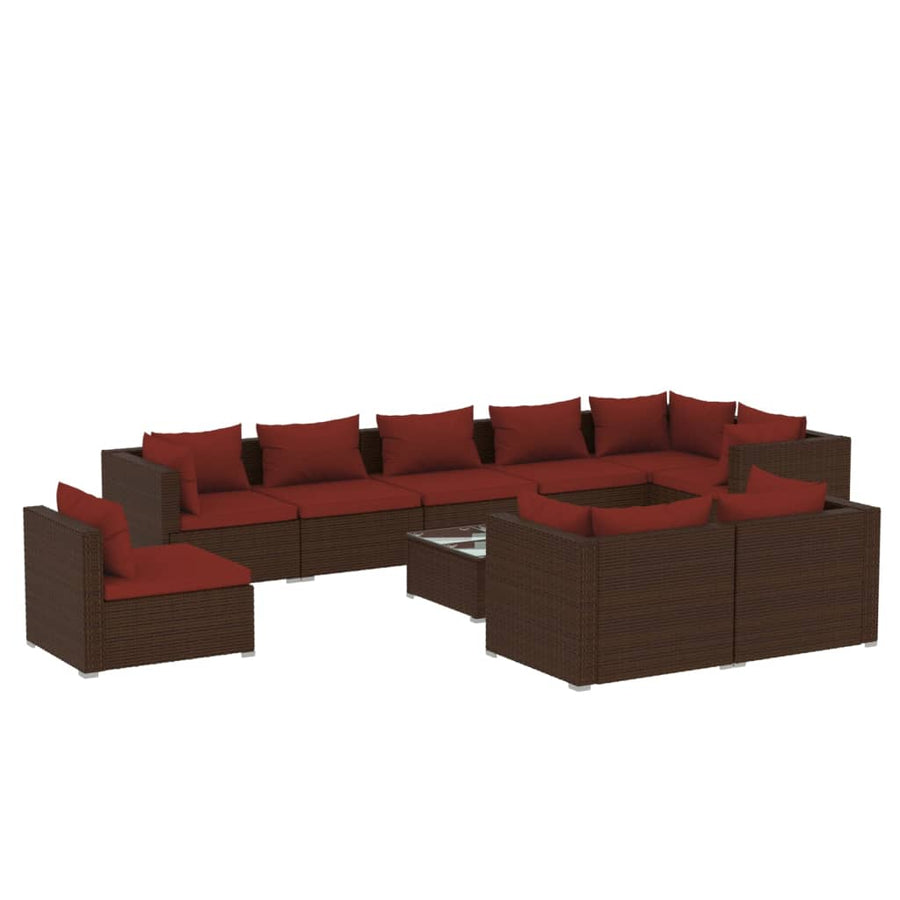 10-Delige Loungeset Met Kussens Poly Rattan 1