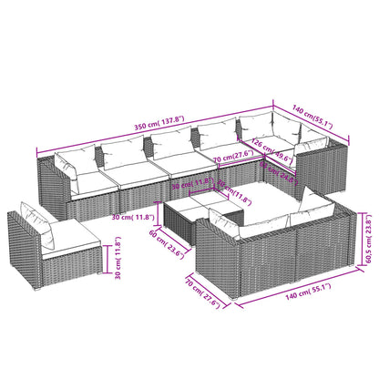 10-Delige Loungeset Met Kussens Poly Rattan 1