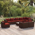 0-delige Loungeset met kussens poly rattan 5x hoek + 4x midden + Tafel