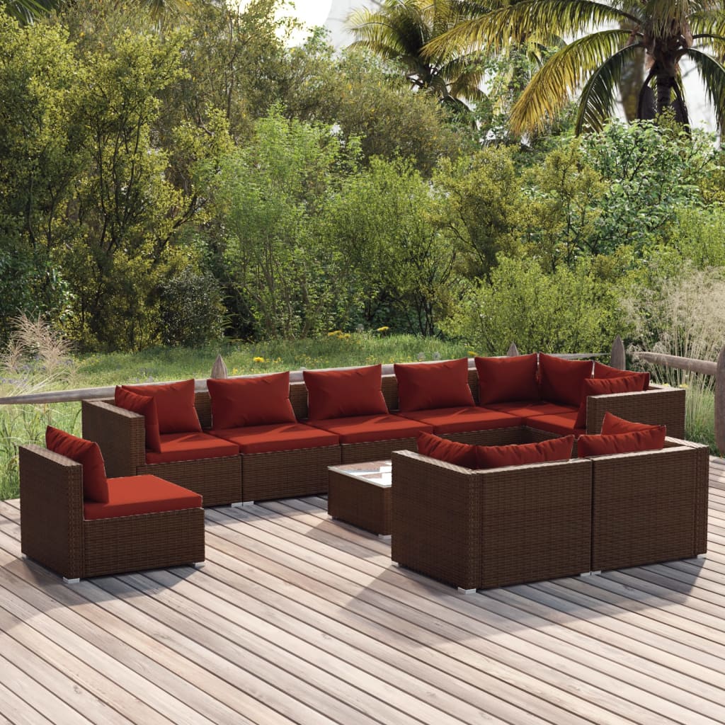10-Delige Loungeset Met Kussens Poly Rattan 1