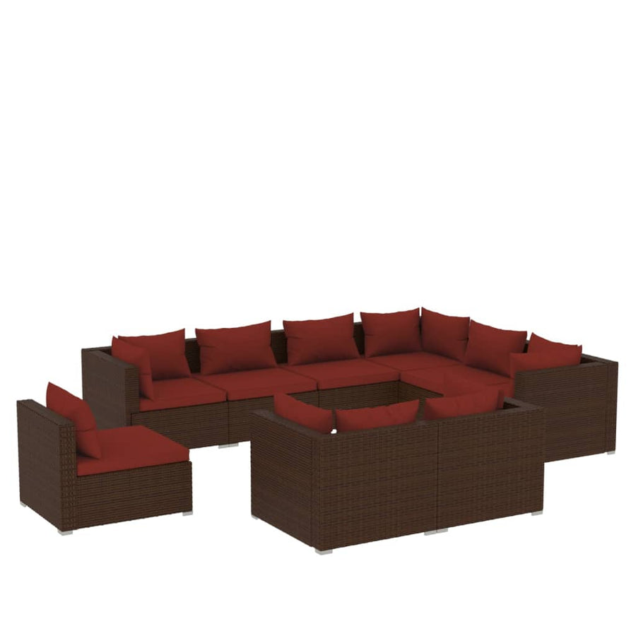 9-Delige Loungeset Met Kussens Poly Rattan 1