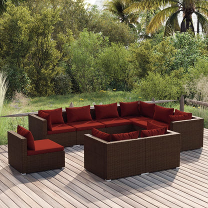 9-Delige Loungeset Met Kussens Poly Rattan 1