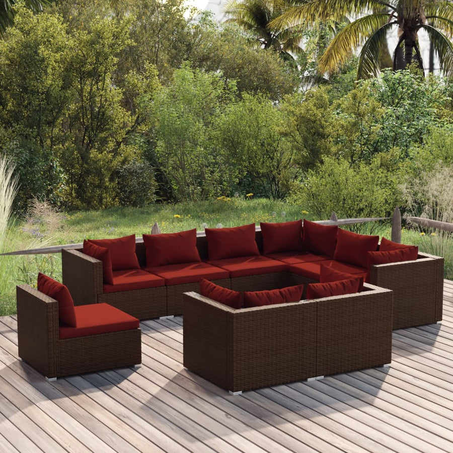 9-Delige Loungeset Met Kussens Poly Rattan 1