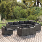 9-Delige Loungeset Met Kussens Poly Rattan Grijs En Antraciet 5x hoek + 4x midden