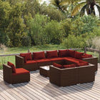 0-delige Loungeset met kussens poly rattan 4x midden + 5x hoek + Tafel