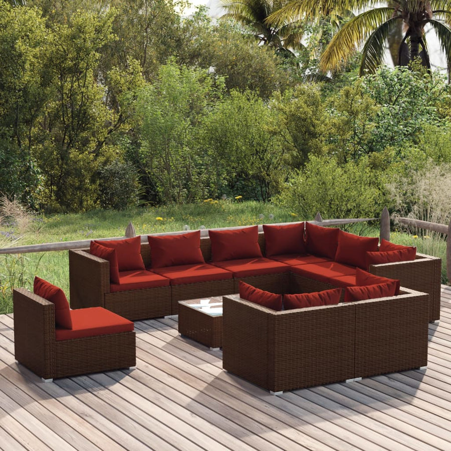 10-Delige Loungeset Met Kussens Poly Rattan 1