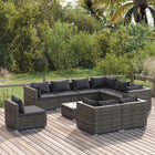 0-Delige Loungeset Met Kussens Poly Rattan Grijs En Antraciet 4x midden + 5x hoek + Tafel