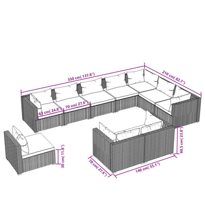 10-Delige Loungeset Met Kussens Poly Rattan 1