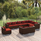 0-delige Loungeset met kussens poly rattan 5x hoek + 5x midden