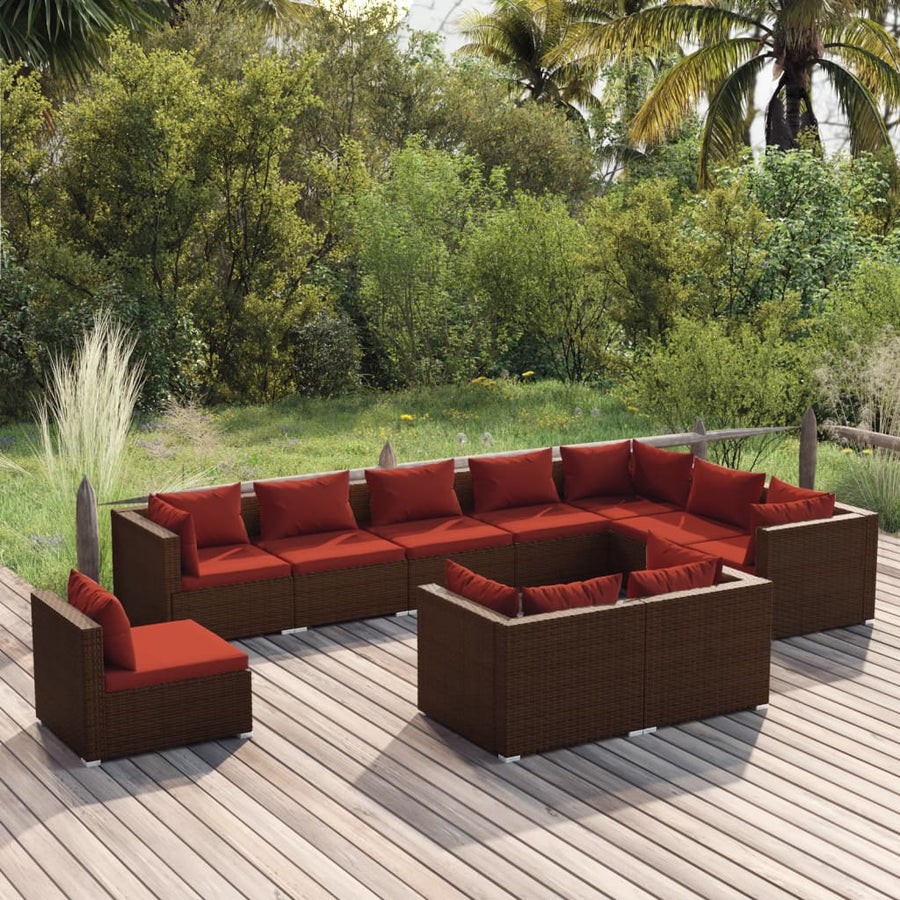 10-Delige Loungeset Met Kussens Poly Rattan 1