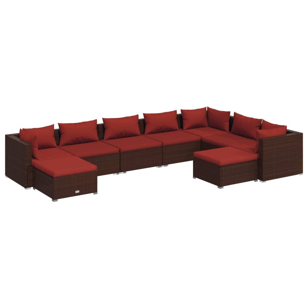 9-Delige Loungeset Met Kussens Poly Rattan 1