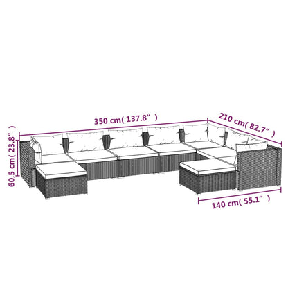 9-Delige Loungeset Met Kussens Poly Rattan 1