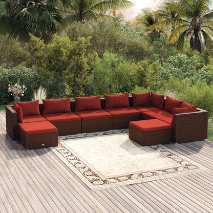 9-Delige Loungeset Met Kussens Poly Rattan 1