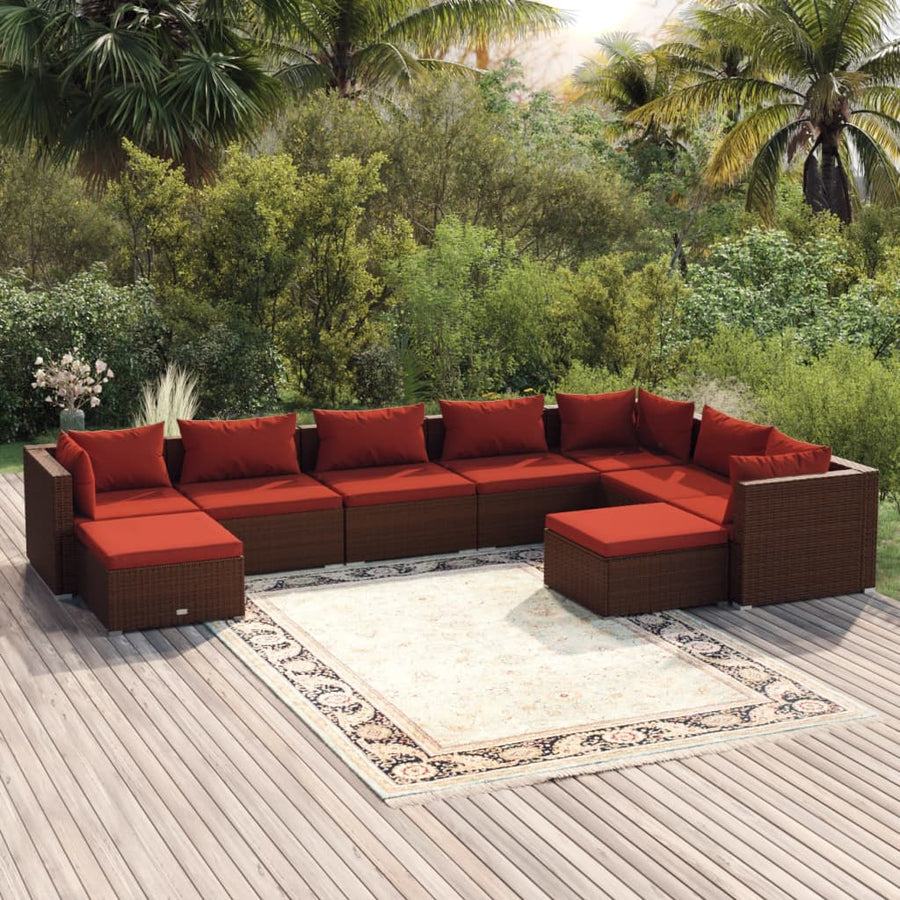 9-Delige Loungeset Met Kussens Poly Rattan 1