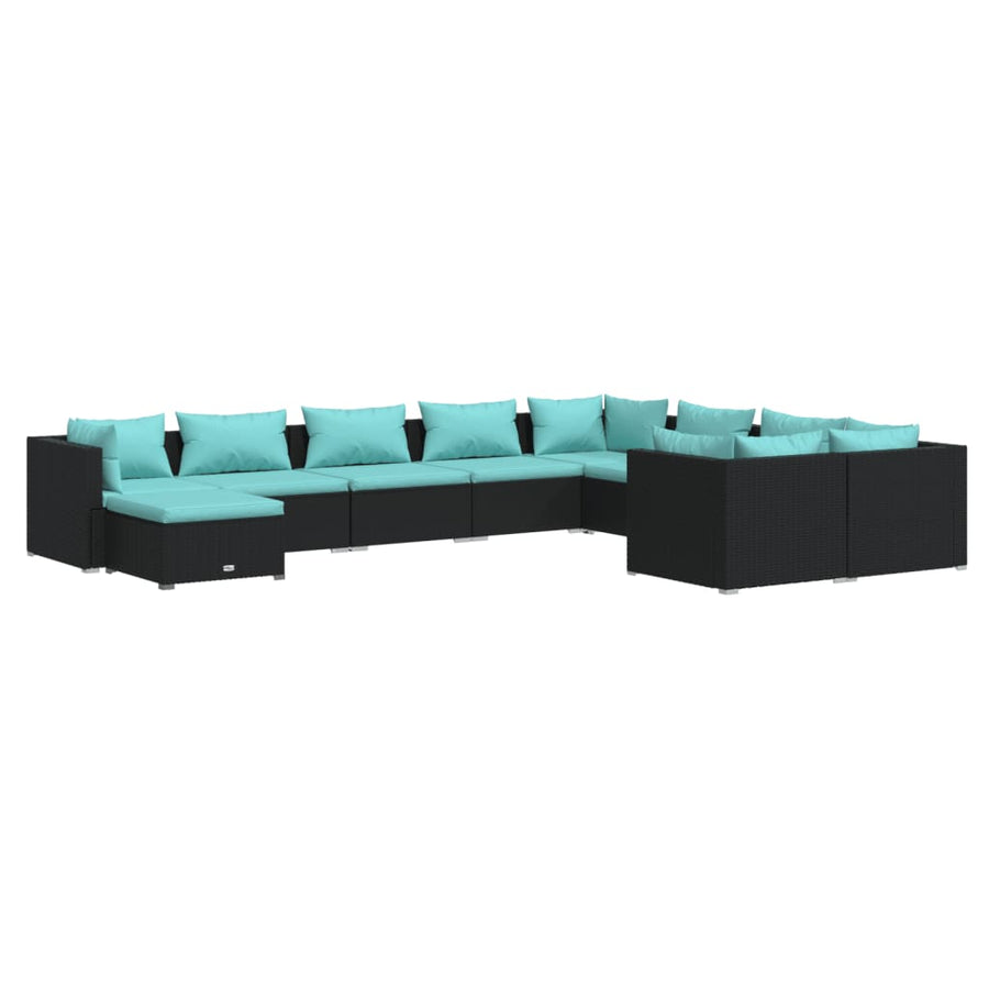10-Delige Loungeset Met Kussens Poly Rattan 1