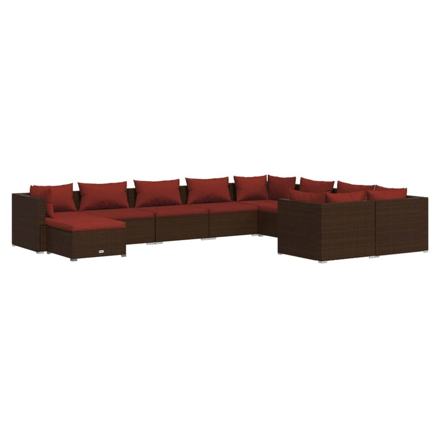 10-Delige Loungeset Met Kussens Poly Rattan 1