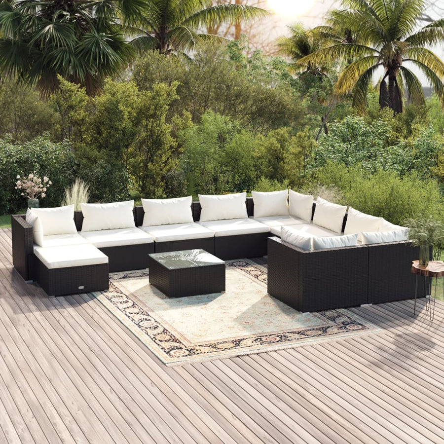 1 Loungeset Met Kussens Poly Rattan 1