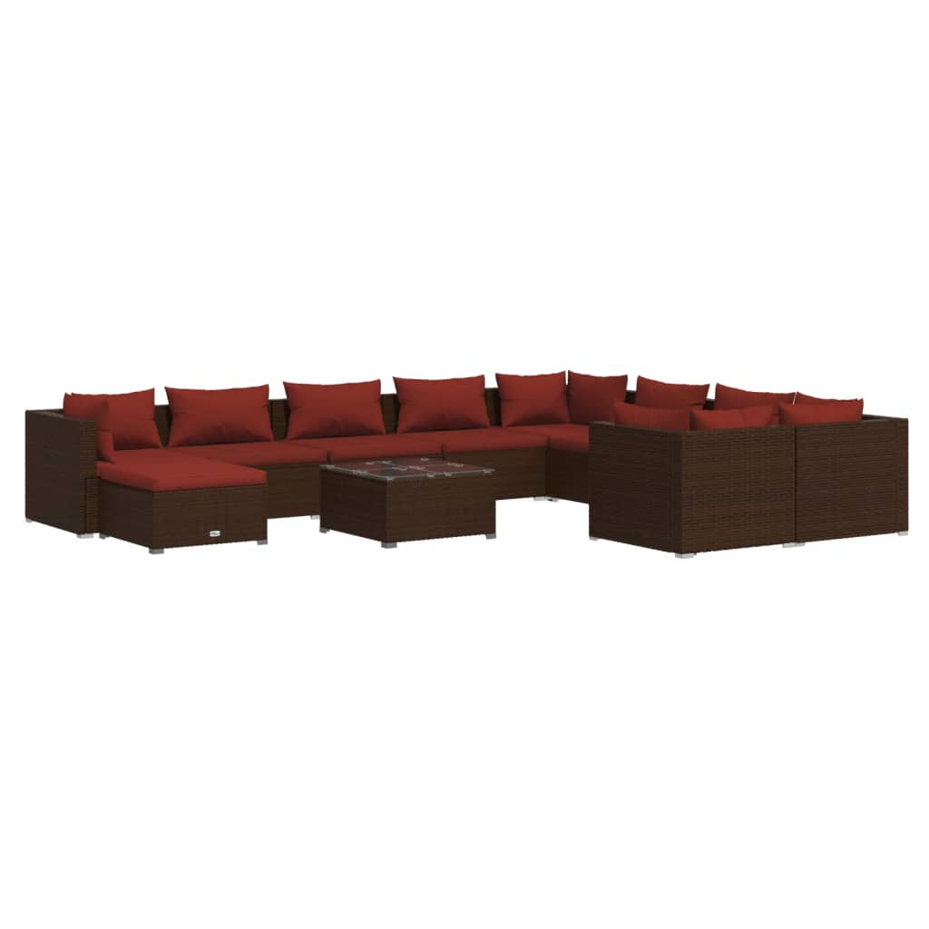 1 Loungeset Met Kussens Poly Rattan 1