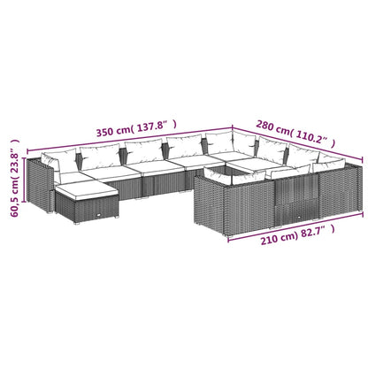 1 Loungeset Met Kussens Poly Rattan 1
