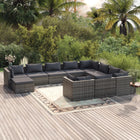 -Delige Loungeset Met Kussens Poly Rattan Grijs En Antraciet 4x hoek + 6x midden + voetensteun