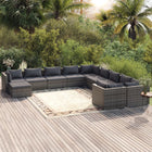 -Delige Loungeset Met Kussens Poly Rattan Grijs En Antraciet 6x midden + 4x hoek + voetensteun