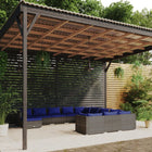 2-Delige Loungeset Met Kussens Poly Rattan Grijs En Blauw 4x hoek + 7x midden + voetensteun