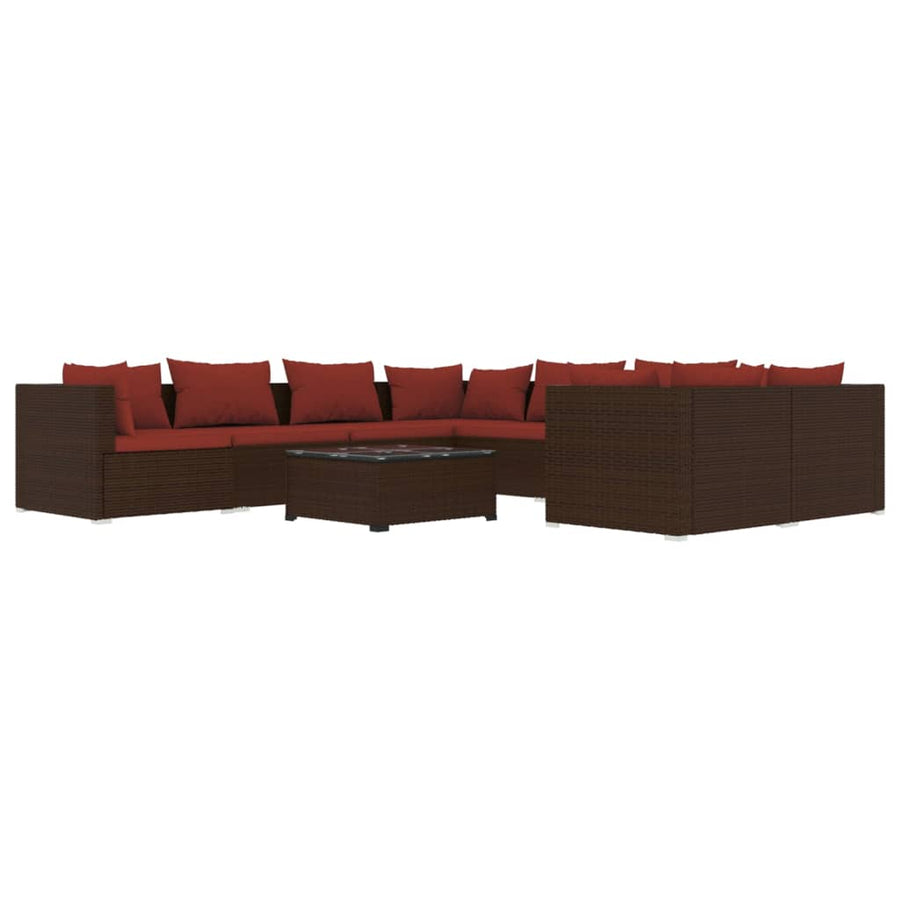 9-Delige Loungeset Met Kussens Poly Rattan 1
