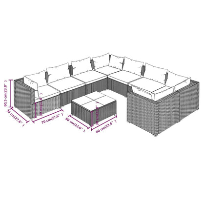 9-Delige Loungeset Met Kussens Poly Rattan 1