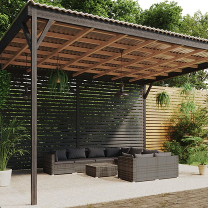 9-delige Loungeset met kussens poly rattan grijs
