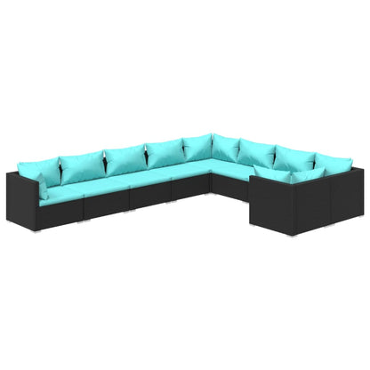 9-Delige Loungeset Met Kussens Poly Rattan 1
