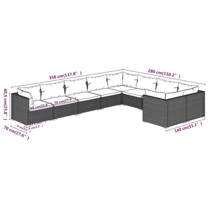 9-Delige Loungeset Met Kussens Poly Rattan 1