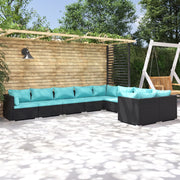 Loungeset 9-delig poly rattan zwart